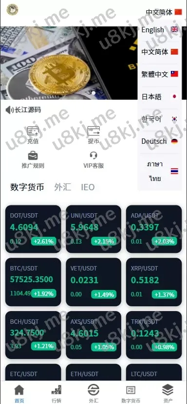 多国语言切换交易所源码%虚拟币外汇交易所源码%期权合约交易