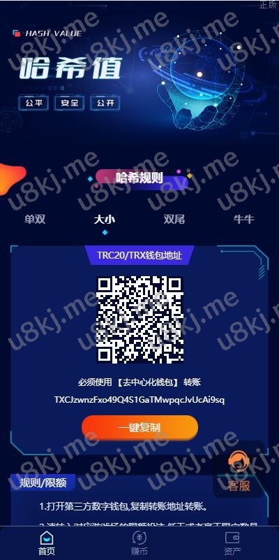 前端vue版哈希竞彩 区块链哈希值游戏 USD₮ trx双玩法